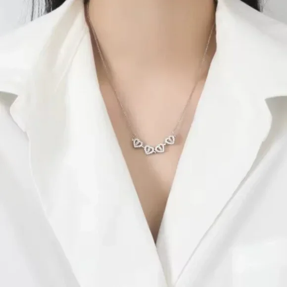 4 Leaf Clover Infinity Necklace 925 Sterling Silver - Picture 2 of 5